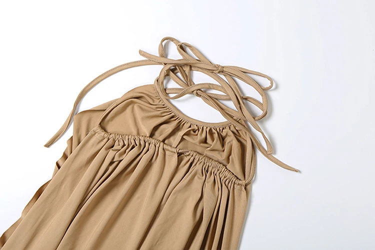 Khaki Ruched Strapless Top