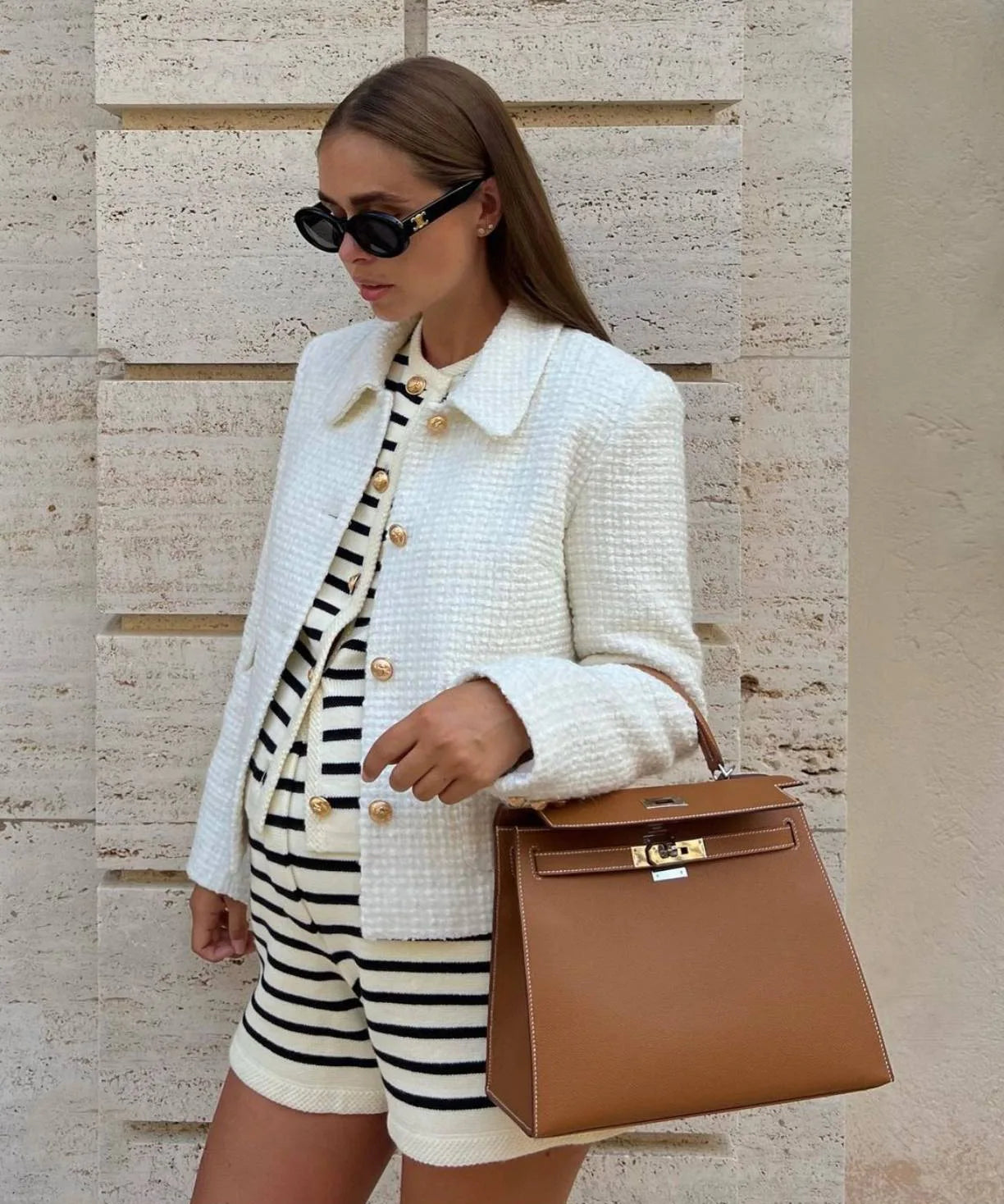 Striped Knit 2 Piece-Set Shorts Zebra ed Cardigan And High Waist Patchwork Shorts Sets Knit