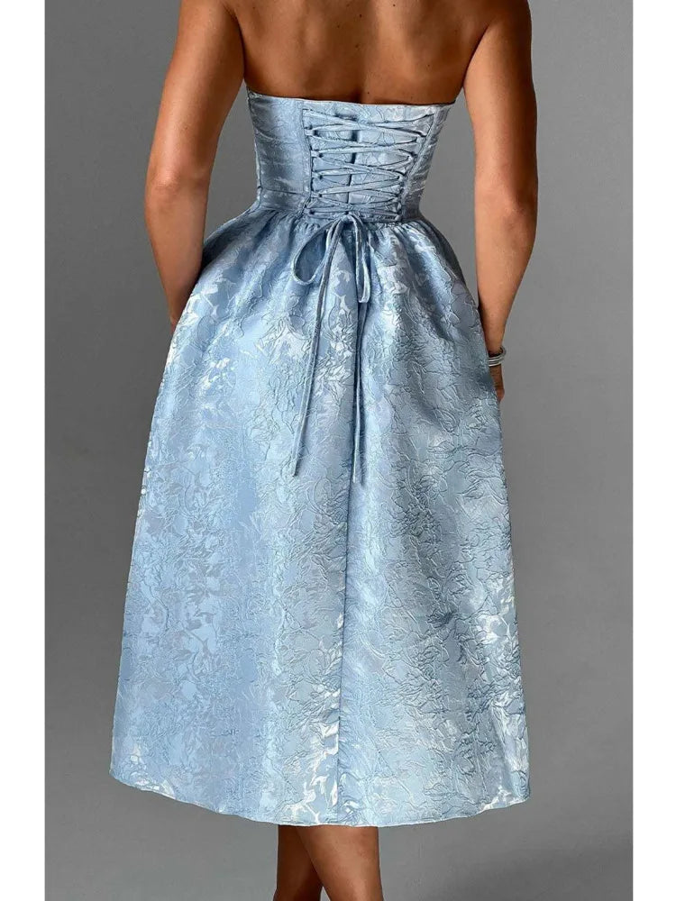 Strapless Satin Backless Long Dress