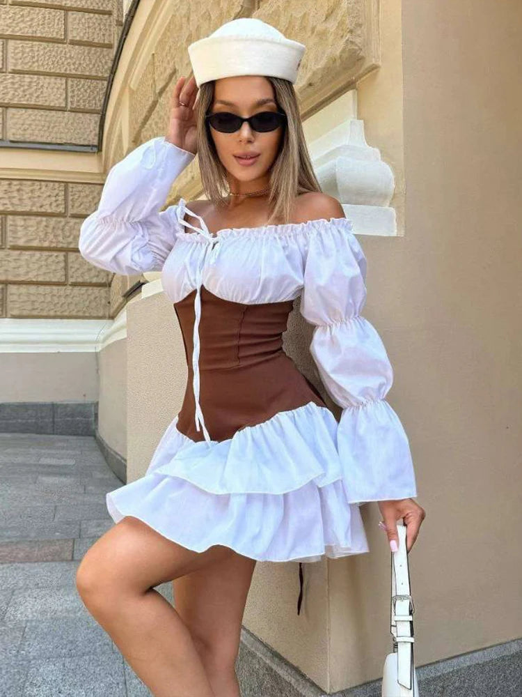 Long Puff Sleeve Mini Bodycon Dress