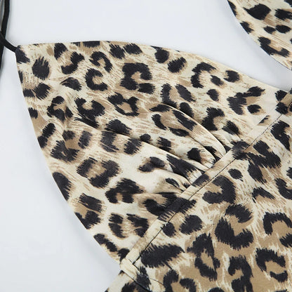 Leopard Backless Halter Neck Top