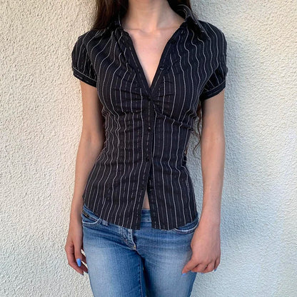 Turn-down Neck Short Sleeves Shirt