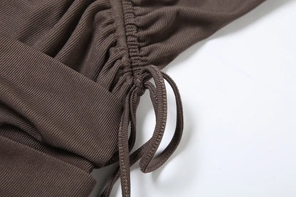 Brown Asymmetrical Sleeveless Mini Dress