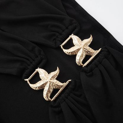 Black Strapless Hollow Out Mini Dress