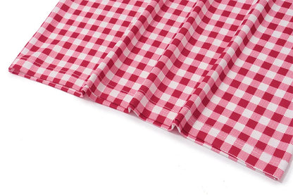 Red Plaid Off Shoulder Maxi Dress