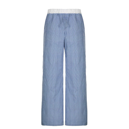 Patchwork Striped Loose Trousers