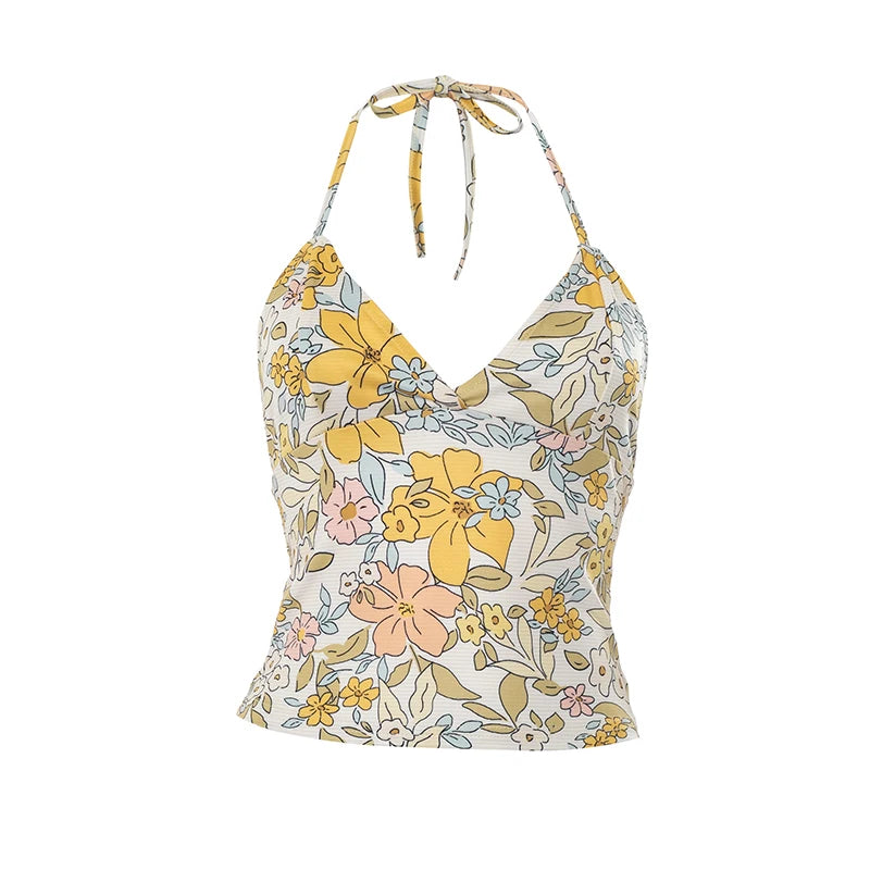 V-Neck Slim Halter Top