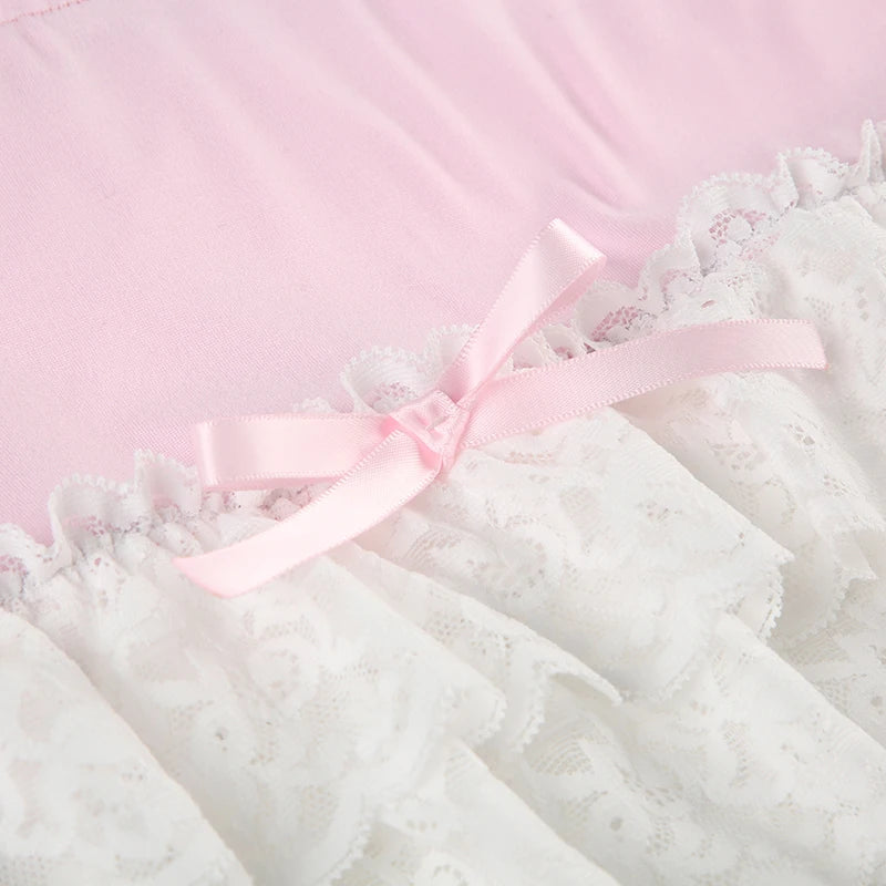 Pink Bow Lace A-Line Mini Skirt