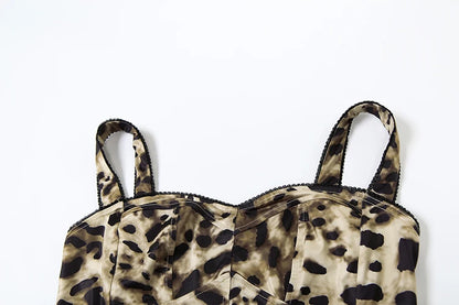 Sporty Leopard Print Tracksuit Set - Tank Top & Shorts