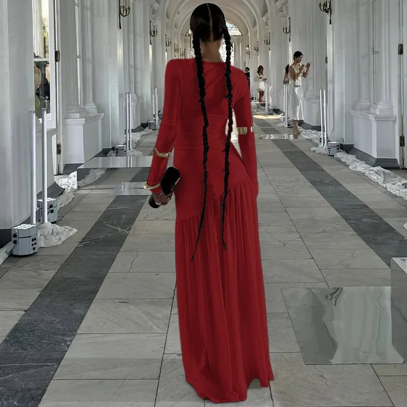 Long Sleeve Ruched Maxi Dress
