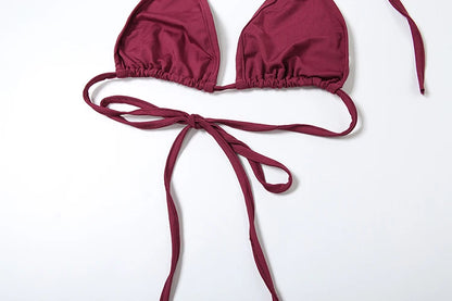 Shirring 3 Piece Set: See Through Halter Bra & Ruched Skirt