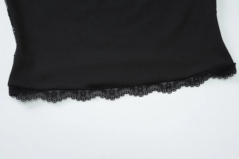 See Through Lace Square Neck Long Sleeve Top