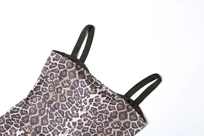Leopard Print Bodycon Dress with Midnight Square Collar