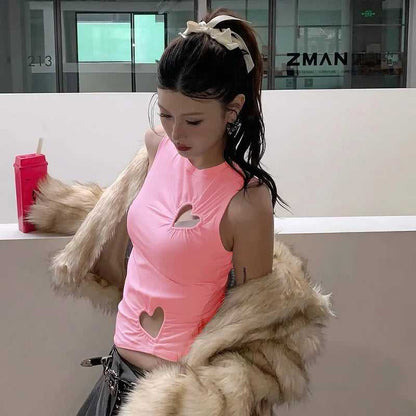 S Color Irregular Pleated Waisted Vest for Girls