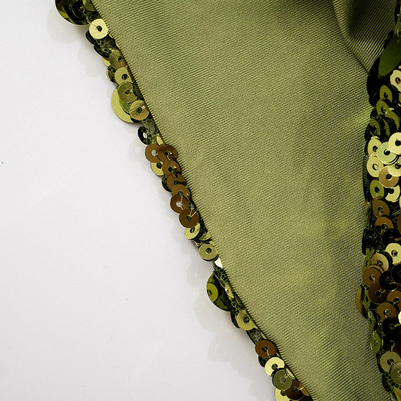 Green Low-Cut Sequin Backless Tank Top