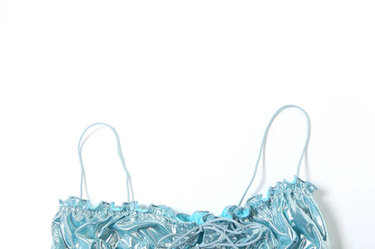 Glitter Silky Strapless Camisole & Briefs Set