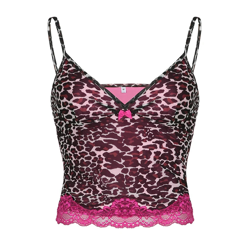 Leopard Pink Lace Top