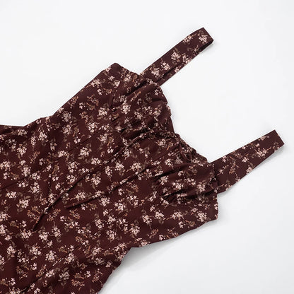 S Spring Floral Backless Slim Camisole Dress