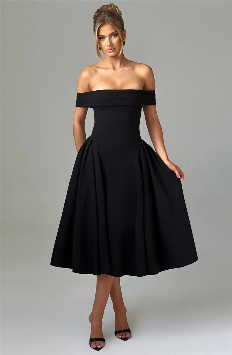 Off Shoulder Backless Midi Dress