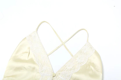 2-Piece Cross Halter Lace-Up Mini Skirt Set