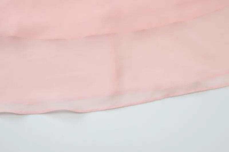 Pink V-Neck Sleeveless Chiffon Patchwork Midi Dress
