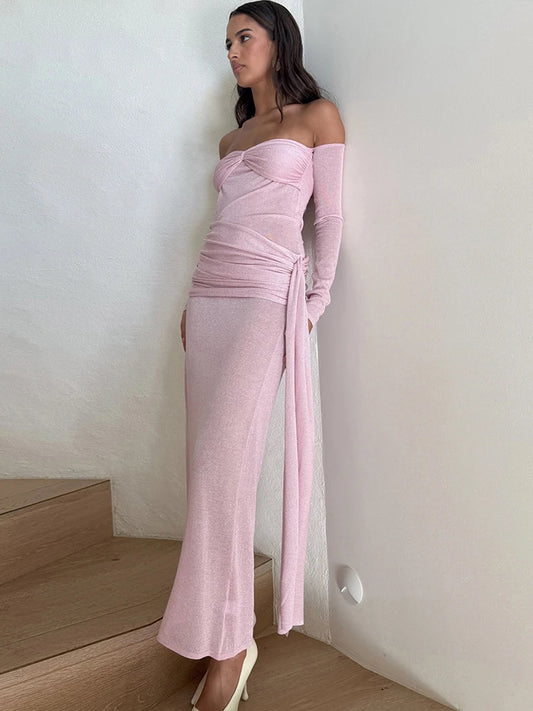 Pink Bright Silk Midi Dress