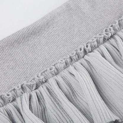 Gray Patchwork A-Line Mini Skirt