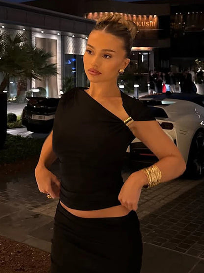 Gold Ring Off Shoulder Tank Top