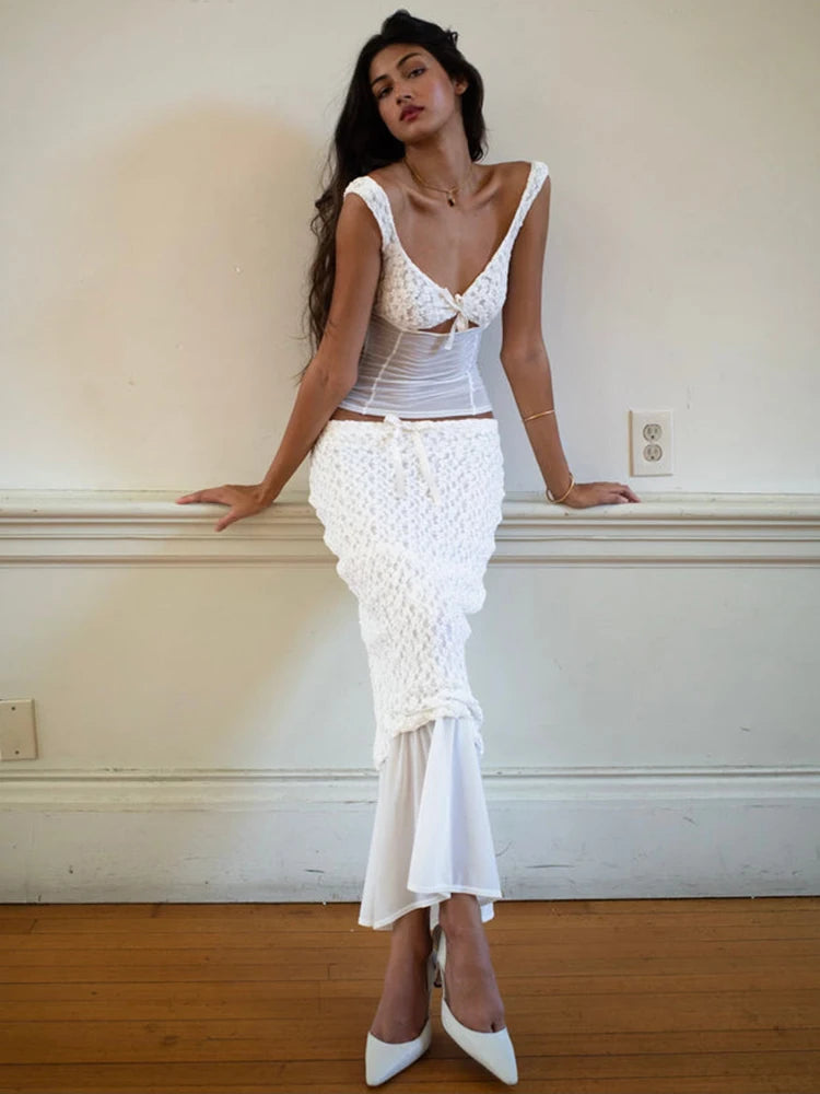 White Lace Two Piece Set