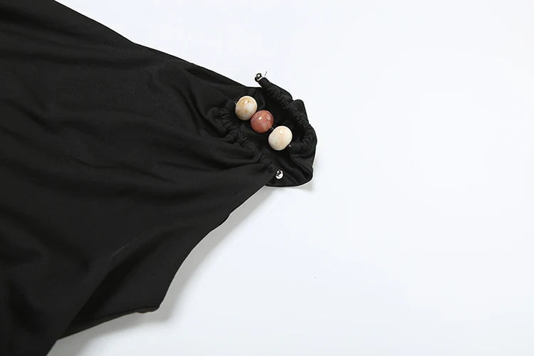 Pearl Patchwork Tank Top Skew Collar Backless Vest Spring Simple Classic