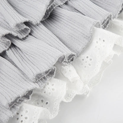 Gray Patchwork A-Line Mini Skirt