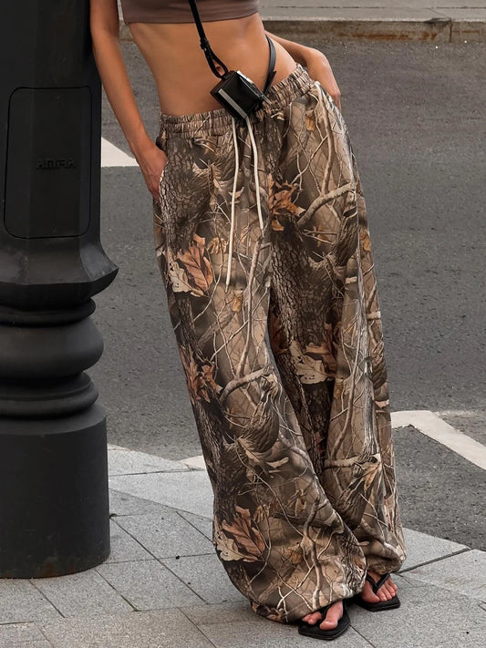 Graphic Baggy Pant Drawtring Looe Bottom Trouer