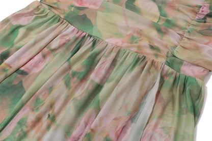 Green Floral Bodycon Split Maxi Dress