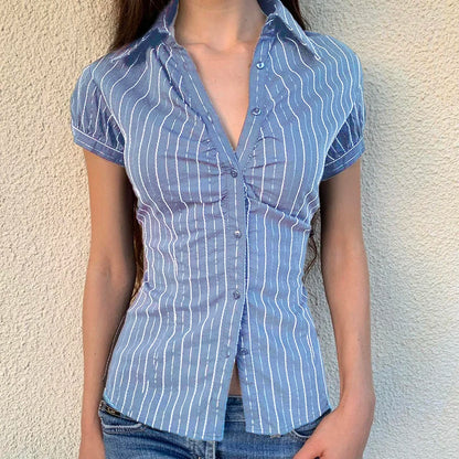 Turn-down Neck Short Sleeves Shirt