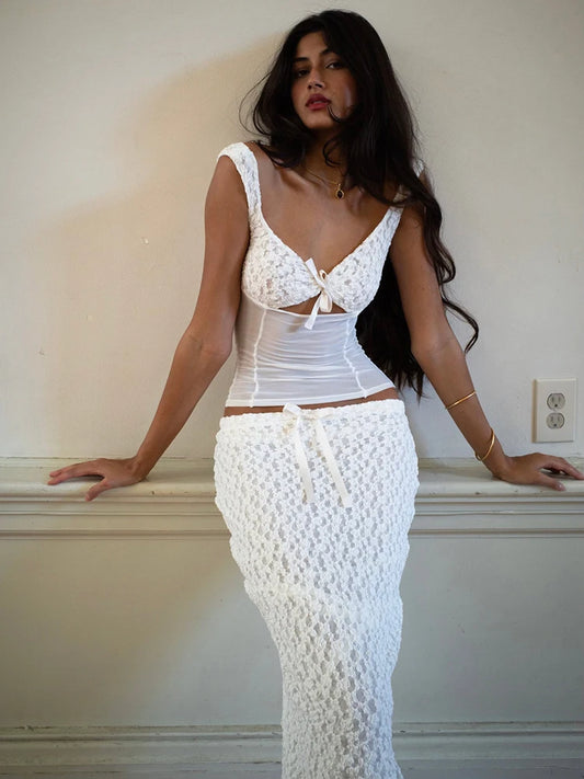 White Lace Two Piece Set