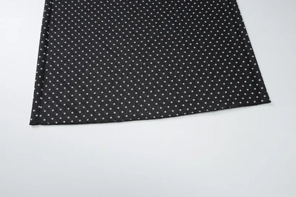 Black Polka Dot Mesh Sheer Top and Long Skirt Two Piece Set