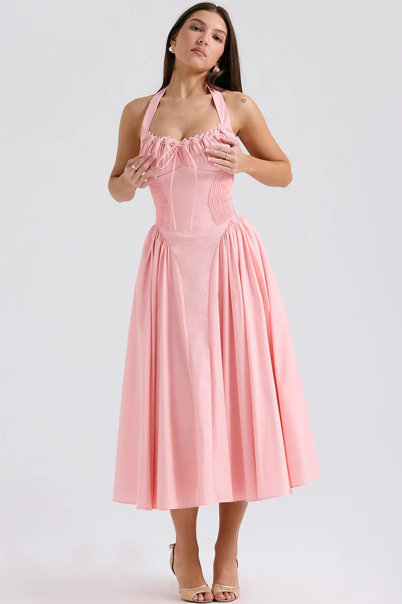 A-Line Halter Midi Dress