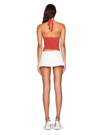 Backless Knot Wrap Crop Top with Speckled Print