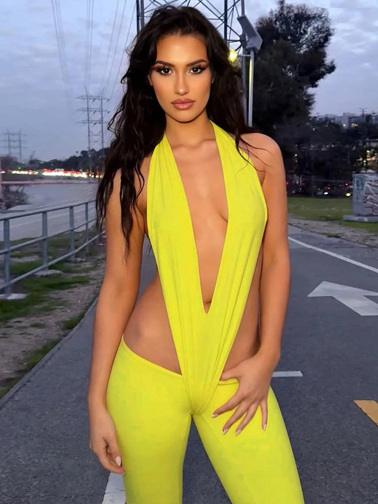 Irregular Hollow Halter Dressp V- Stretch