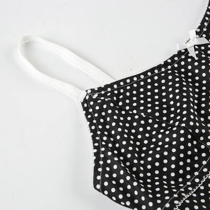 Polka Dot Bow Tie Camisole & Low Rise Shorts Set