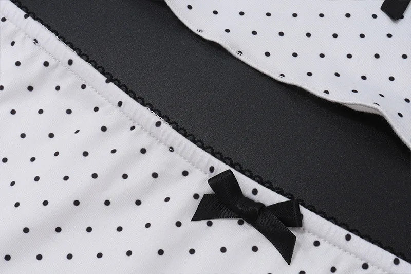 White Polka Dot Top and Long Skirt Two Piece Set