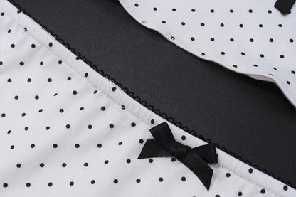White Polka Dot Top and Long Skirt Two Piece Set