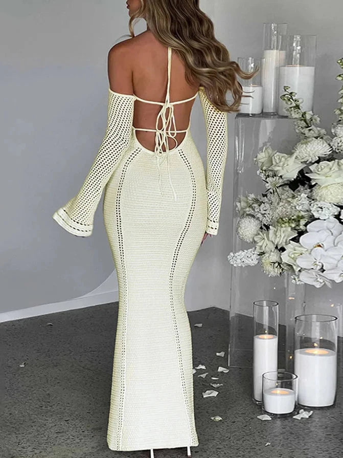 Knitted Backless Bodycon Maxi Dress