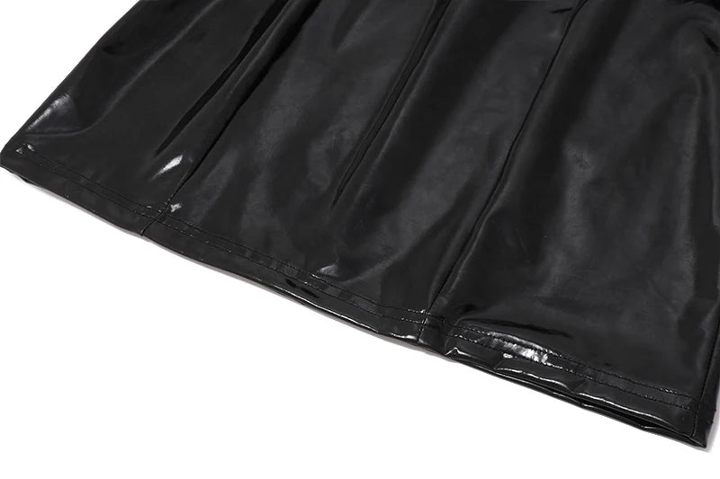 Black PU Leather Hollow Out Slim Mini Dress