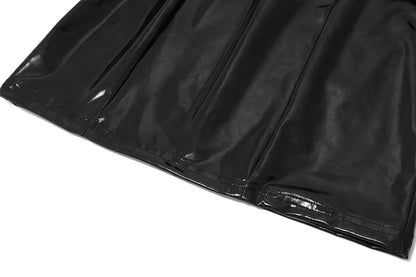 Black PU Leather Hollow Out Slim Mini Dress