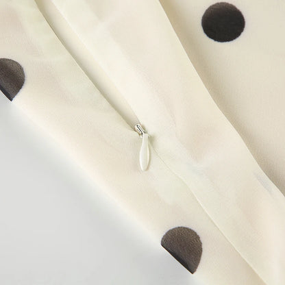 Beige Polka Dot Low Waist Midi Skirt