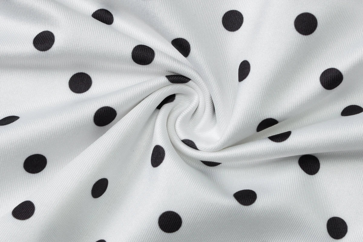 White Halter Sleeveless Backless Slim Polka Dot Top
