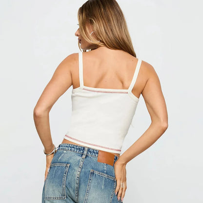White Knit Sleeveless Short Top
