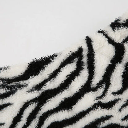 Zebra Stripes Faux Fur Bodycon Skirt