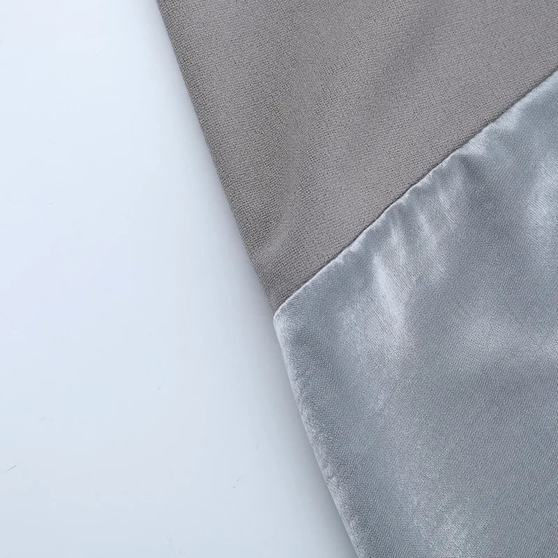 Gray Satin Strapless Backless Maxi Flowy Dress